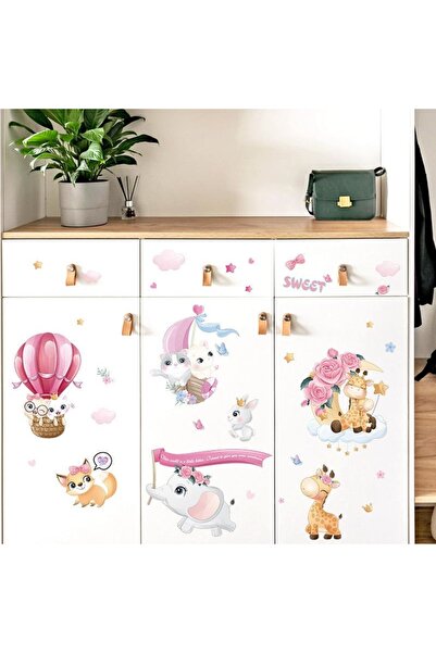 MARYALEX Decorative sticker for children's room, sweet animals, self-adhesive, PVC, 80x55 cm