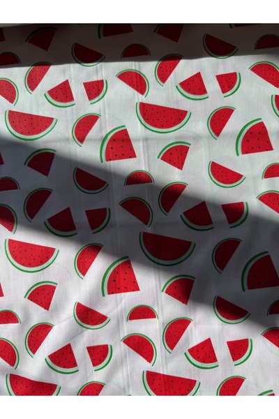 White Alamode قماش قطني منقوش بنقشة البطيخ