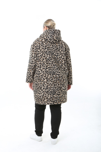 XL Modam Women's Pompon Coat Hooded Large Size Leopard Print Coat