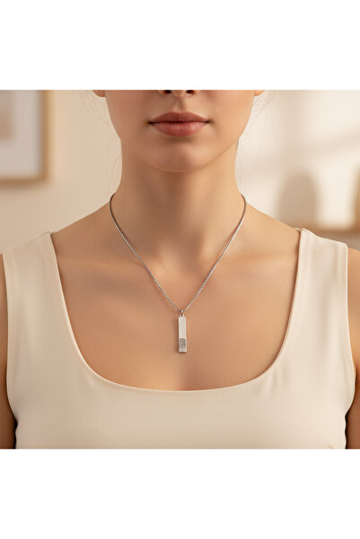 Alooya Parmak İzi Gümüş Kaplama Örme Zincir Kolye