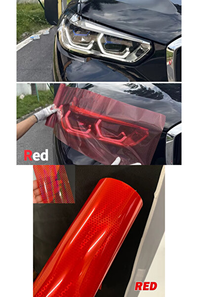 MeyZone Hologram Red Honeycomb Pattern Headlight Stop Film Headlight Foil Headlight Scratch Scratch Blocker Foil 100*30cm