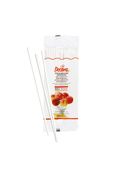 DECORA Set of 25 polypropylene sticks for cake assembly, Ø 3.8 x30.4 cm