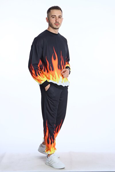 eg38 Alev Dijital Printed Tracksuit Set Orange