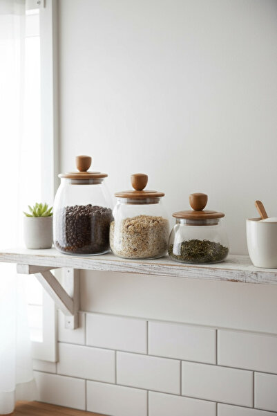 zezedesing Acacia Vacuum Lid 3 Size Jar Set