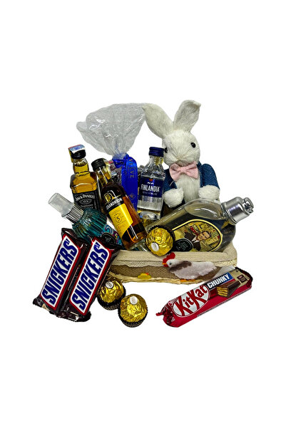 velve Cos Easter,decoratiune iepure,dulciuri,praline,selectie bauturi spirtoa...