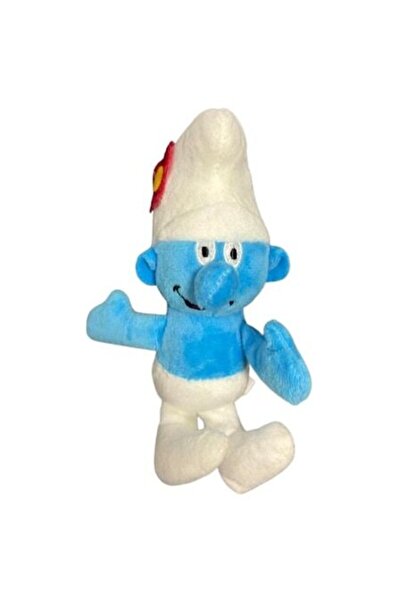 OEM Mischievous Smurf plush keychain figurine with flower, 18 cm, blue/white/red