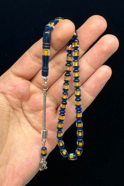 Fabula Silver Sarı Lacivert Tesbih Bürokrat Boy Sallamalık Erkek Hediye Tespih