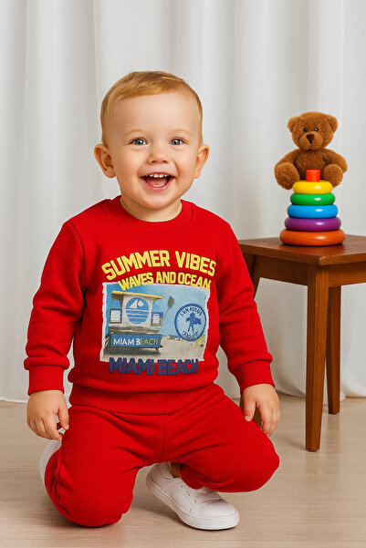 MGO KİDS Boy Baby Summer Printed 100% Cotton Combed 2-Ply 2-Piece Set