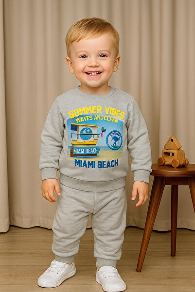 MGO KİDS Boy Baby Summer Printed 100% Cotton Combed 2-Ply 2-Piece Set