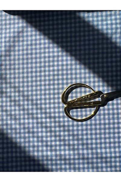 White Alamode Синя карирана тъкан Zefir