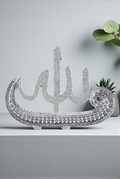 Güncel Vitrin Zirkon Taşlı Gümüş Vav Lafız Esmaül-Hüsna Biblo 39*30 cm