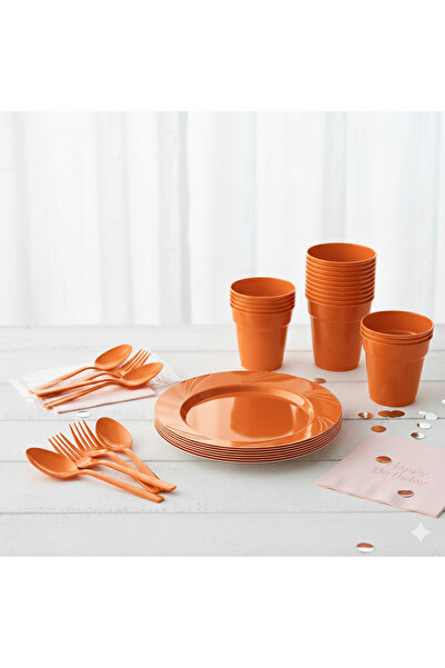 Ta-Fu Global PARTİ TAKIMI PLASTİK MİKA SET (- BARDAK 25 adet ,ÇATAL 25 adet ,...