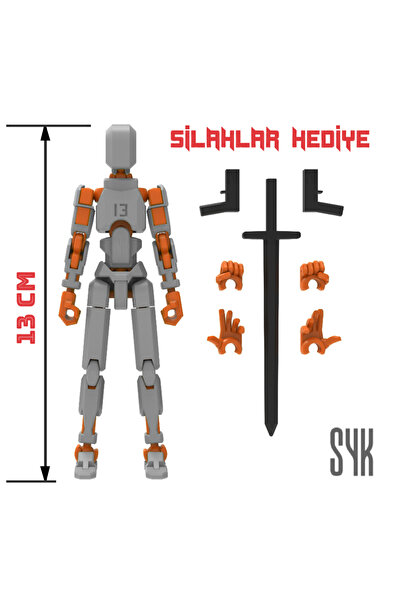 SYK Design Robot 13 Dummy Gri Turuncu Tüm Eklemleri Hareketli Aksiyon Figürü ...