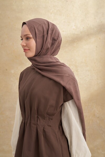 ARMANDA Roya desenli Bambu Şal - Koyu Vizon