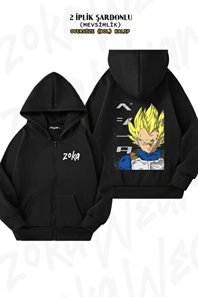 ZOKAWEAR Unisex Dragon ball χαρακτήρας με τύπωμα oversized Ζακέτα με κουκούλα με φερμουάρ με τύπωμα