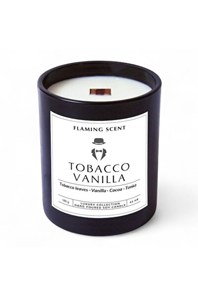 OEM Lumânare parfumată cu soia și fitil din lemn - TOBACCO VANILLA, turnată manual, 45h, 165g