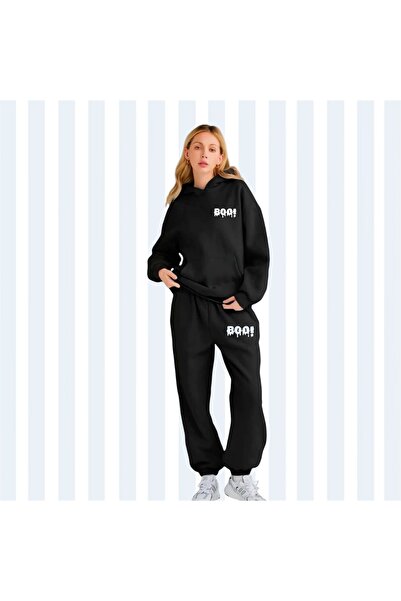 NewCabin Printed White Tracksuit Set Comfortable and Stylish White Set Winter