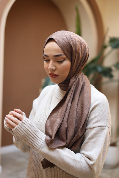 Silk Home Yıldız desenli Jakarlı Deluxe Şal - Sütlü Kahve