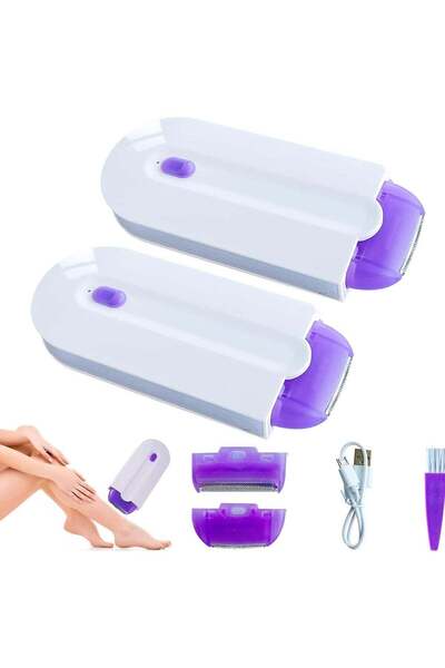Generic قطعتان من ماكينة إزالة الشعر الناعمة والحريرية - إزالة الشعر بدون ألم للنساء