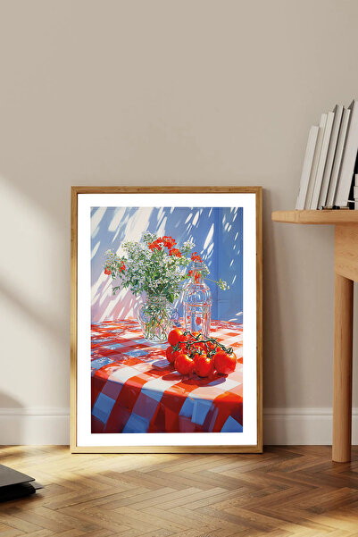 Dekorsiahome Masa dintr-o bucată cu cadru din lemn pentru sufragerie, sufrage...