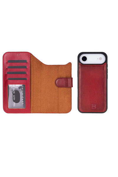 Bouletta iPhone 17 Air Uyumlu Hakiki Deri MagSafe ve RFID Koruma Özellikli Çıkarılabilir Cüzdanlı Kılıf