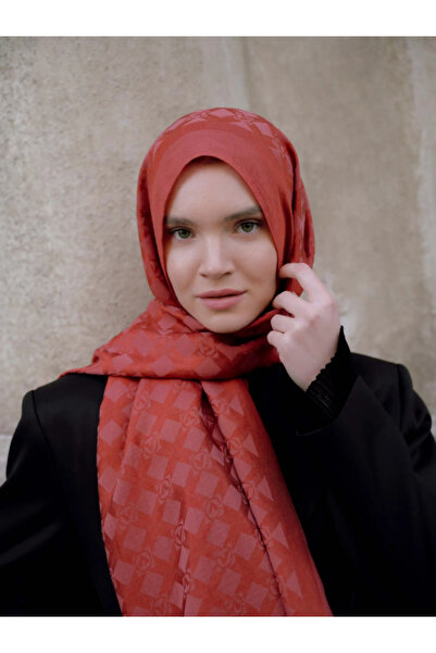 Valentino Orlandi Monogram desenli Jakarlı Alia Şal - Kiremit