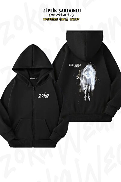 ZOKAWEAR Унісекс Shamrain з принтом Oversize з принтом на спині, на блискавці, з капюшоном