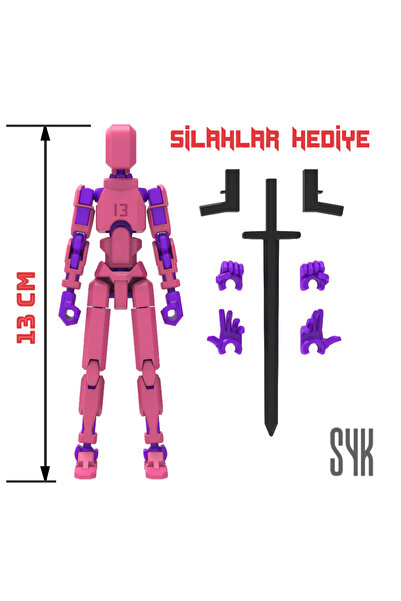 SYK Design Robot 13 Dummy Pembe Mor Tüm Eklemleri Hareketli Aksiyon Figürü Oy...