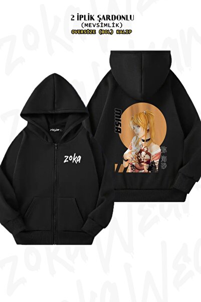 ZOKAWEAR Unisex Death Note Misa Amanee με τύπωμα oversized Ζακέτα με κουκούλα με φερμουάρ με τύπωμα