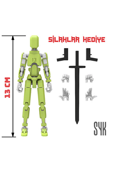 SYK Design Robot 13 Dummy Fıstık Yeşil Beyaz Tüm Eklemleri Hareketli Aksiyon ...