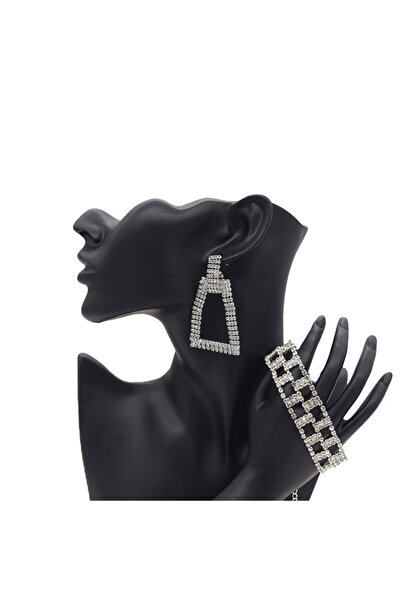 velve Set Damira, cercei si bratara din pietre semipretioase, argintiu