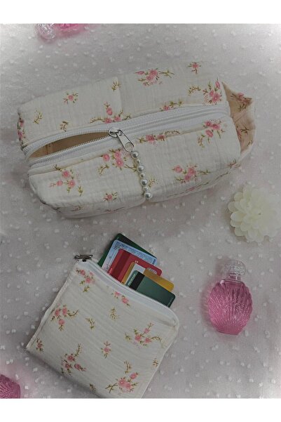 Sublime Butik Set de geantă de machiaj și portofel pentru carduri, cu textură...