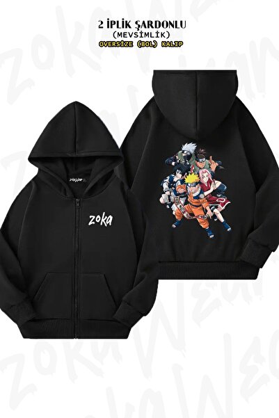 ZOKAWEAR Unisex Naruto Characters με τύπωμα oversized Ζακέτα με κουκούλα με φερμουάρ με τύπωμα