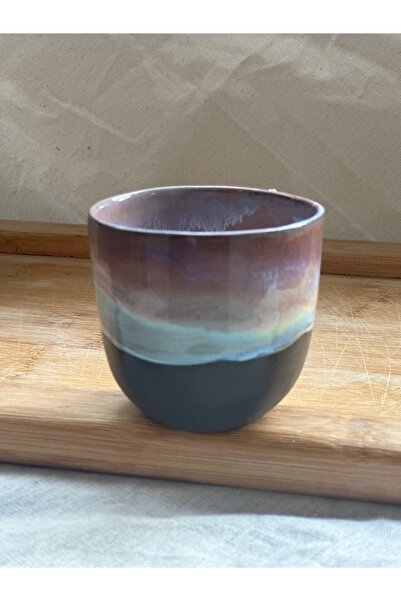 Vaveyla Sanat El Yapımı Stoneware Espresso Fincanı | İki Renkli Siyah & Eflat...