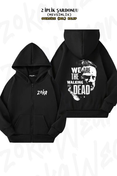 ZOKAWEAR Унісекс We Are The Walking Dead з принтом Oversize з принтом на спині, на блискавці, з капюшоном