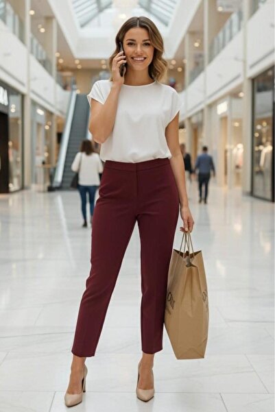 sentez giyim Synthesis One Button Pants with Elastic Back