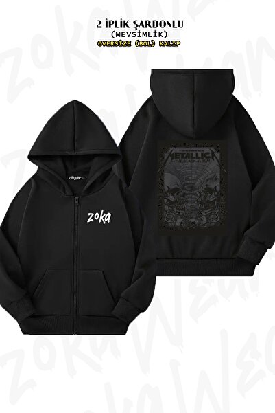 ZOKAWEAR Унісекс Metallica, Black Album, рок, метал, принт, оверсайз, принт на спині, капюшон, застібка-блискавка
