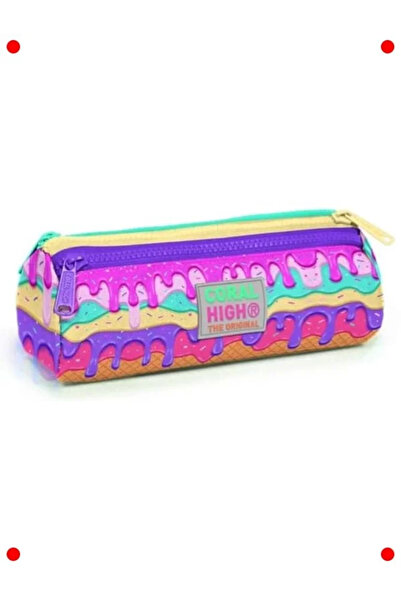 Genel Markalar Pembe Dondurma Desenli 3 Bölmeli Kalemlik - Kız Çocuk