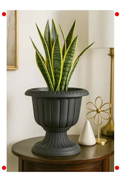 Genel Markalar Ayaklı Nergis Saksı 3.4L 25cm - Antrasit (Deliksiz)