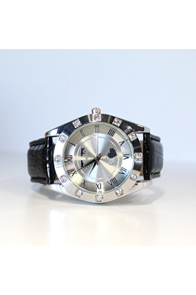 velve Matteo Ferari Waterproof elegant watch set, eco-leather strap, matching bracelet, Black/Silver