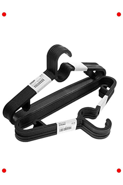 Generic Brand Black Lightweight Plastic Clothes Hanger Set (20 Pieces)