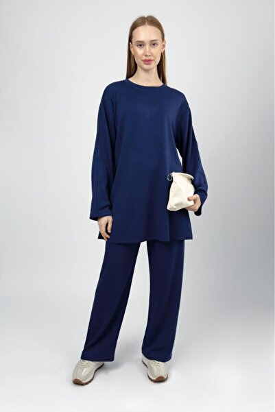 Betimoda Women's Modal Tunic Pants Set Navy Blue