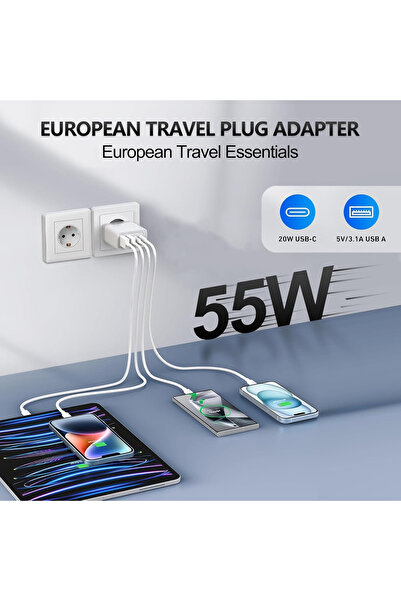 Unbranded/Generic USB-C 55W 4-Port Fast Charger PD 3.0 for iPhone & Samsung