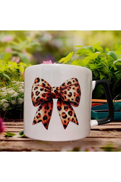 GameFruy Leopard Bow Double Sided Printed Mug - Ceramic Tea, Coffee Gift Cup Black Luxury