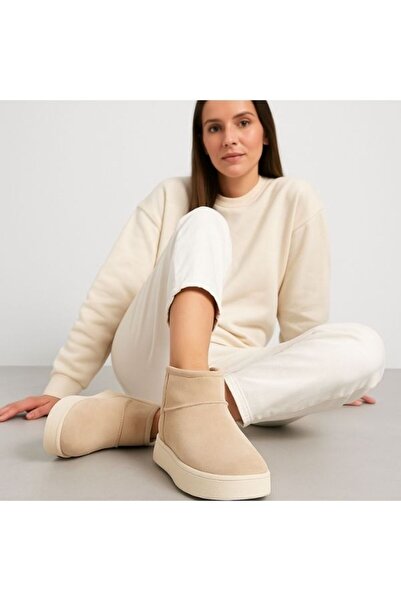 Motif Trend Kadın Kalın Taban Süet Bot Platform Topuklu Bej Renk En iyi Muadil Içi Kürklü Ug Model Bot & Bootie