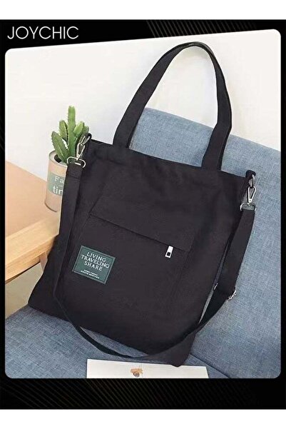 Joychic Korean Style Large Capacity Canvas Tote Bag - Foldable, Multi-Pocket (Unisex)