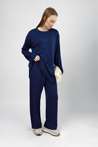 Betimoda Women's Modal Tunic Pants Set Navy Blue