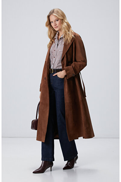 Network Kahverengi Süet Deri Pardösü