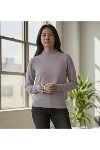 Star Fashion Women's knitted sweater, suitcase style with collar at the base of the neck