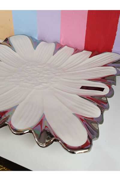 DEKOR ZÜCCACİYE HOME Royking Flora Silver Square Serving Tray